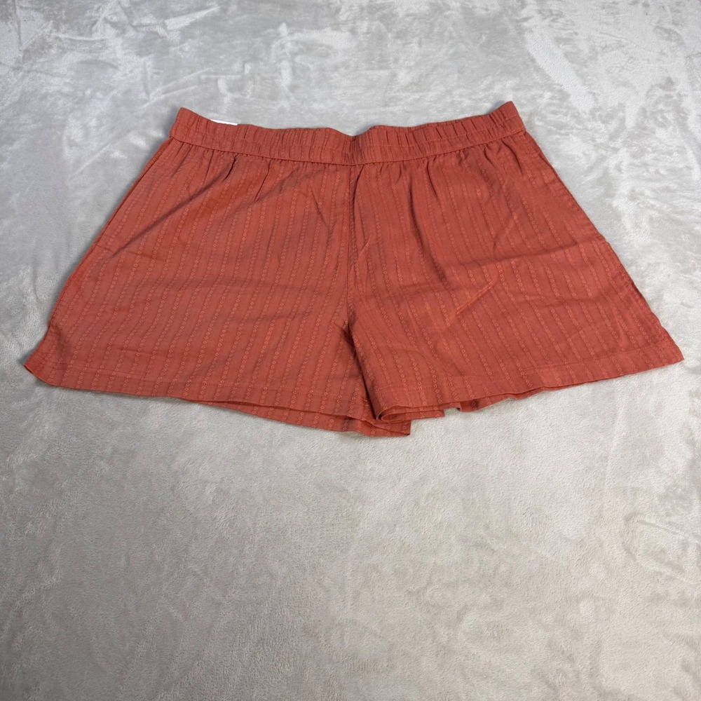 Three Dots Textured Pull On Shorts Womens XXL Red Cotton Viscose Casual Summer